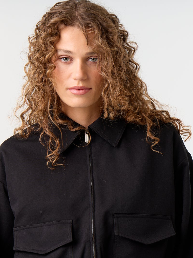 Fliessende Jacke mit Reissverschluss Noir - Kiabi