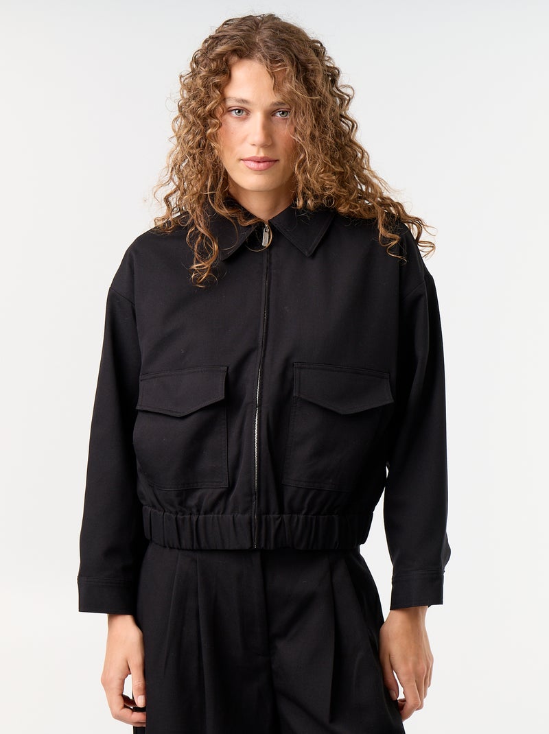 Fliessende Jacke mit Reissverschluss Noir - Kiabi