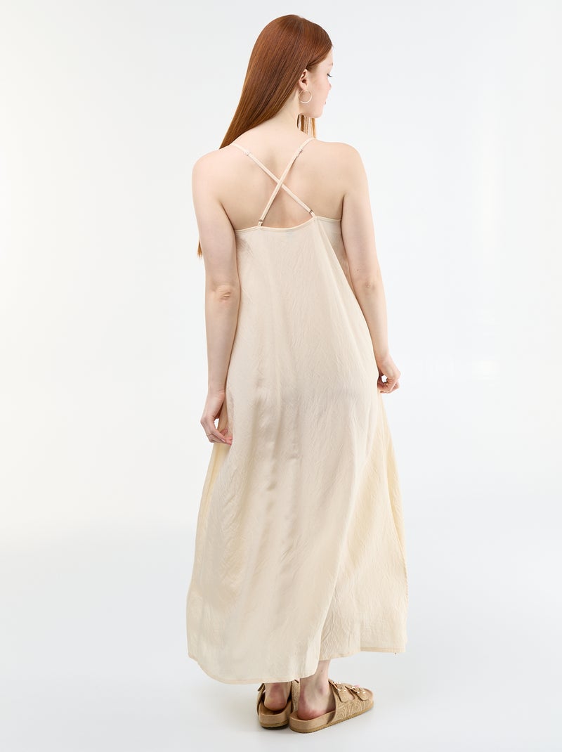 Fliessendes langes Kleid Beige - Kiabi