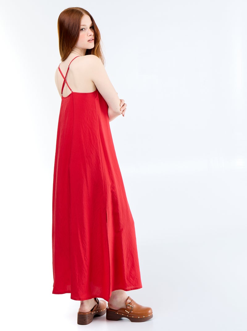 Fliessendes langes Kleid Rot - Kiabi