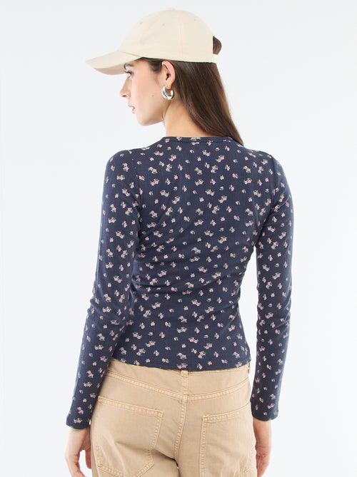 Floral Pointelle Knit T-Shirt - Kiabi