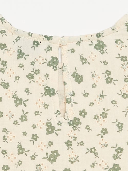 Floral Print Cotton Gauze Top - Kiabi
