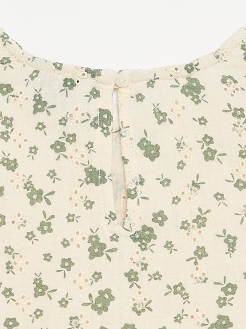 Floral Print Cotton Gauze Top Ecru - Kiabi