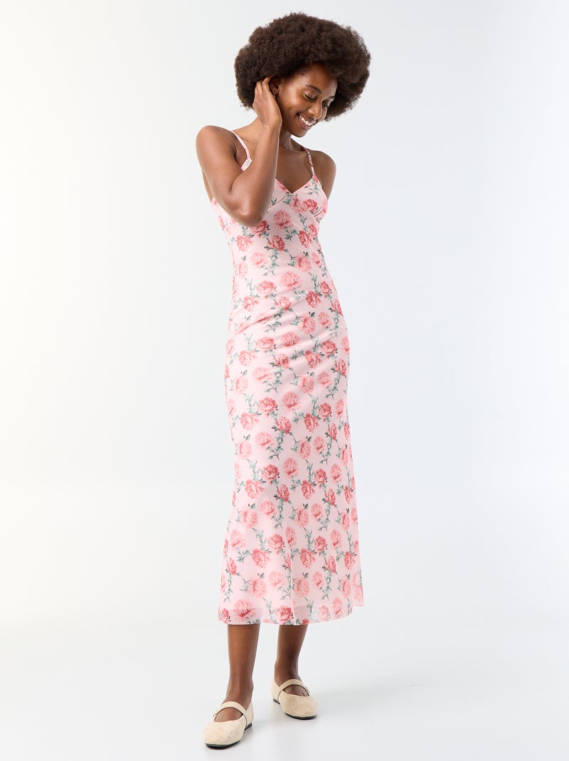 Floral Print Maxi Dress Pink - Kiabi