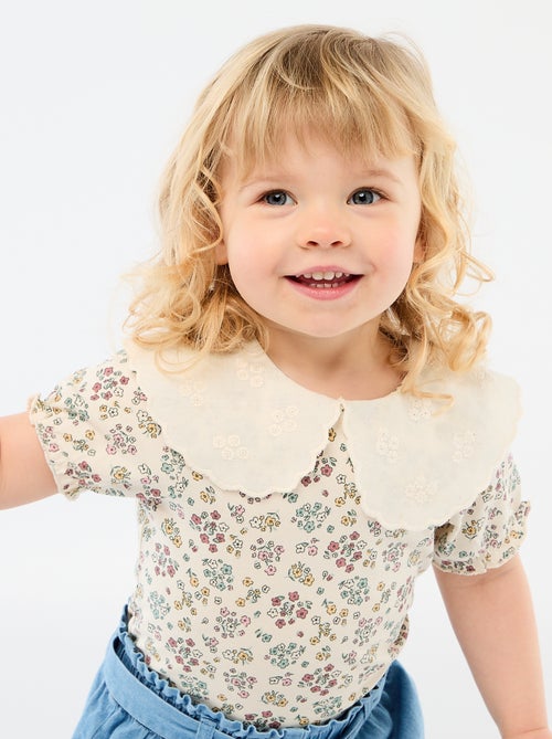 Floral Print Peter Pan Collar Bodysuit - Kiabi
