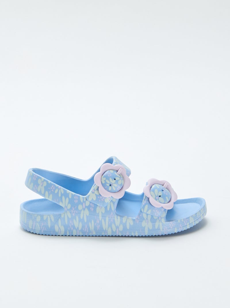 Floral print plastic sandals Blue - Kiabi