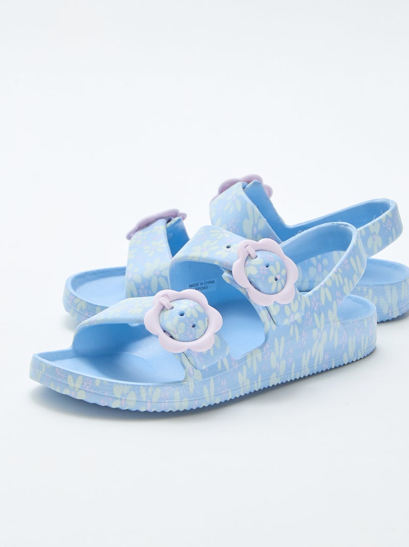 Floral print plastic sandals Blue - Kiabi