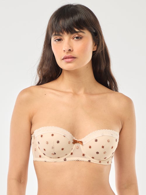 Floral Tulle Balconette Bra - Kiabi Floral Tulle Balconette Bra - Kiabi