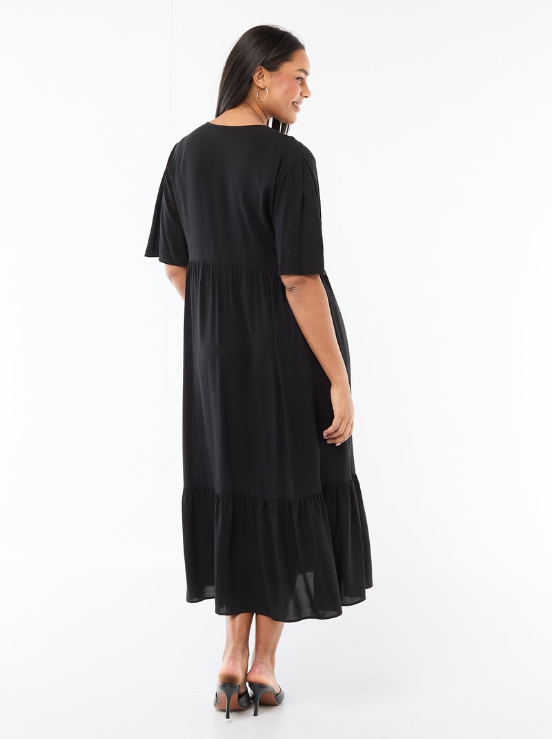Flowing Printed Dress Black - Kiabi