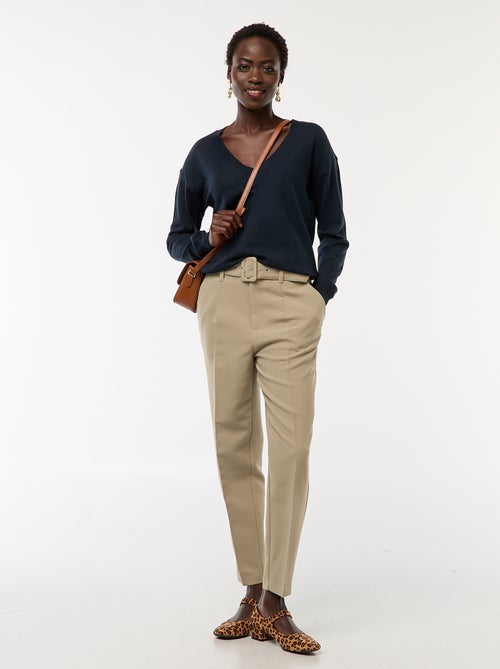 Flowy Carrot Trousers with Buckle Belt - Kiabi