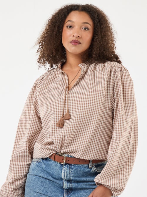 Flowy Gingham Check Blouse - Kiabi