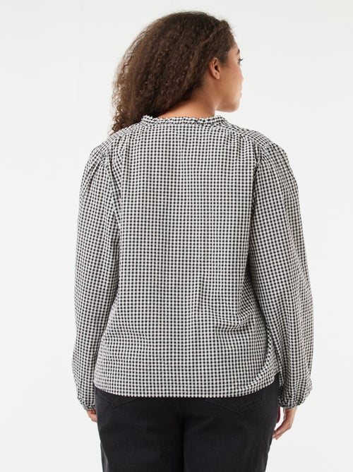 Flowy Gingham Check Blouse - Kiabi
