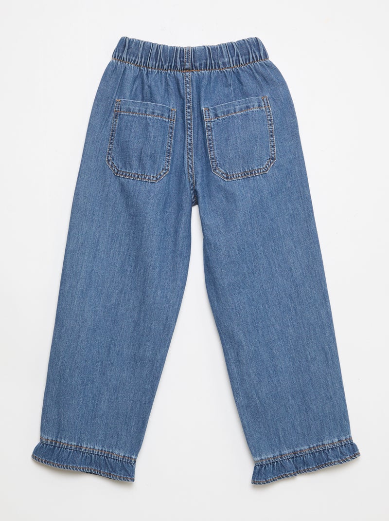 Flowy Jean-Effect Pants Dark blue - Kiabi