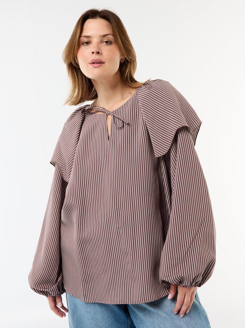 Flowy Long-Sleeve Blouse with Large Ruffle Collar - Kiabi