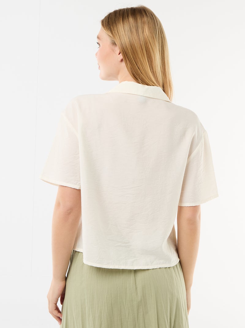 Flowy Short-Sleeved Blouse White - Kiabi