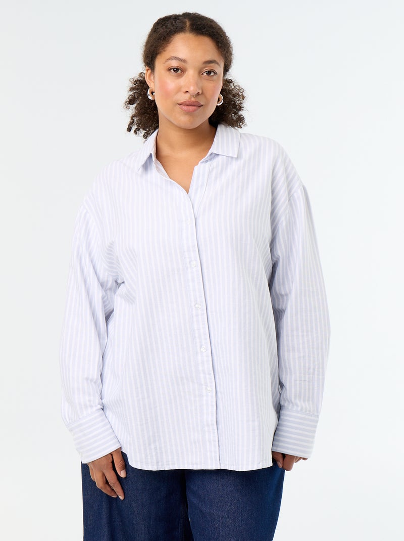 Flowy Striped Oxford Shirt Blue - Kiabi