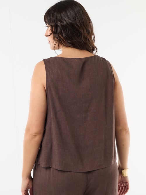 Fluid linen blend top with gold embellishments - Kiabi