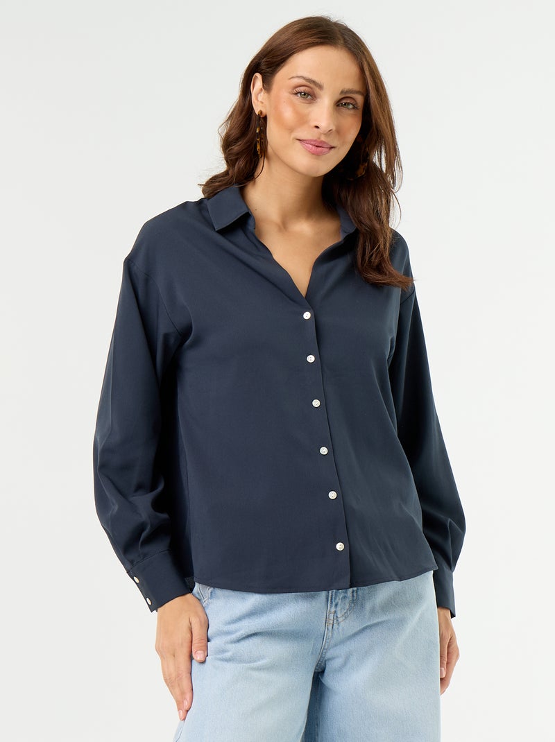 Fluid Plain Blouse Blue - Kiabi