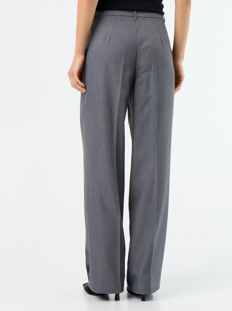 Fluid wide-leg plain trousers Grey - Kiabi
