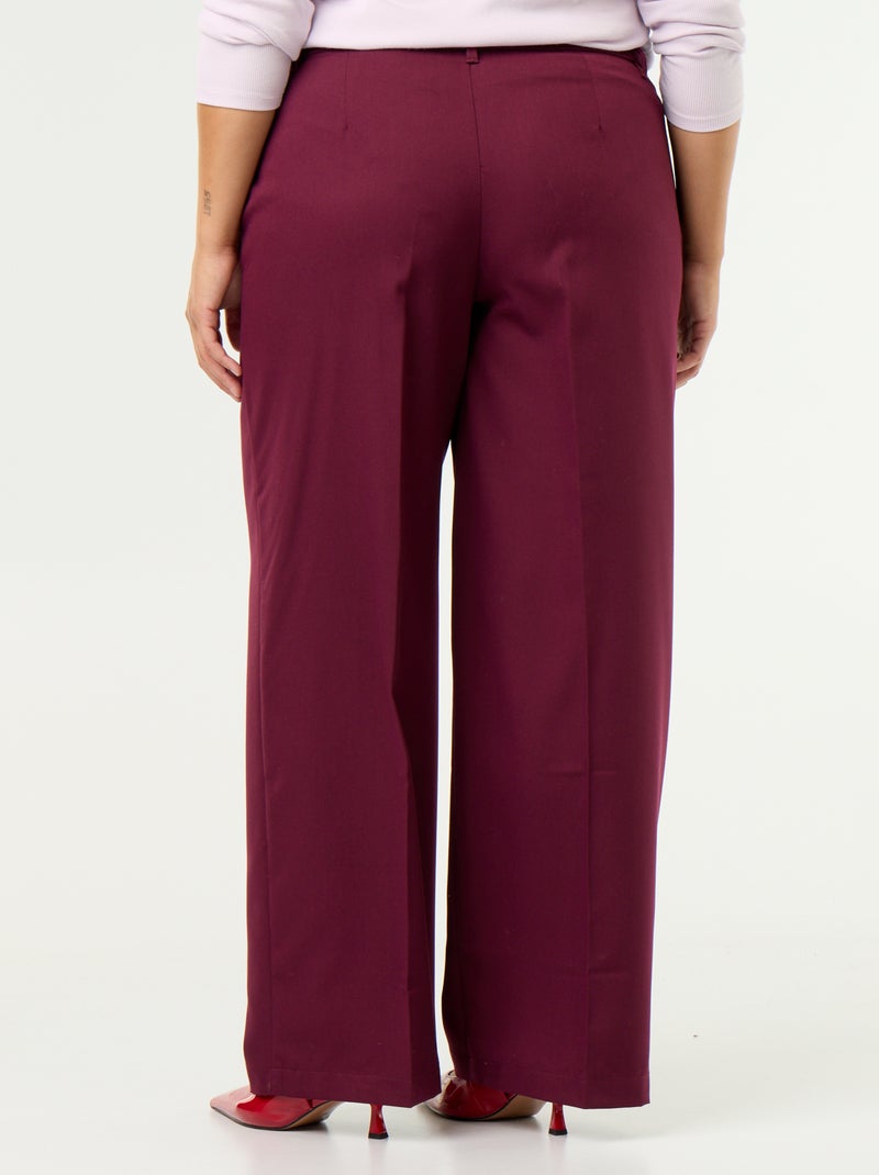 Fluid wide-leg plain trousers Purple - Kiabi
