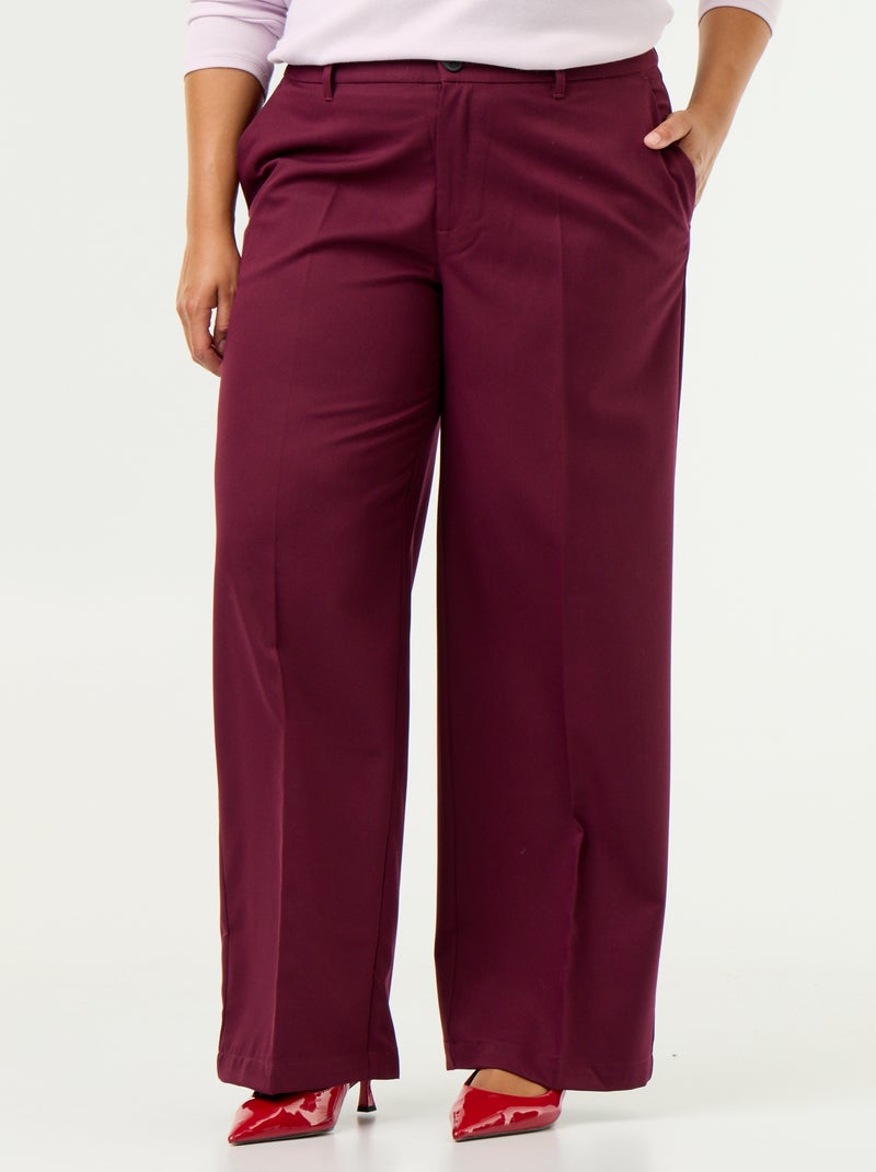 Fluid wide-leg plain trousers Purple - Kiabi