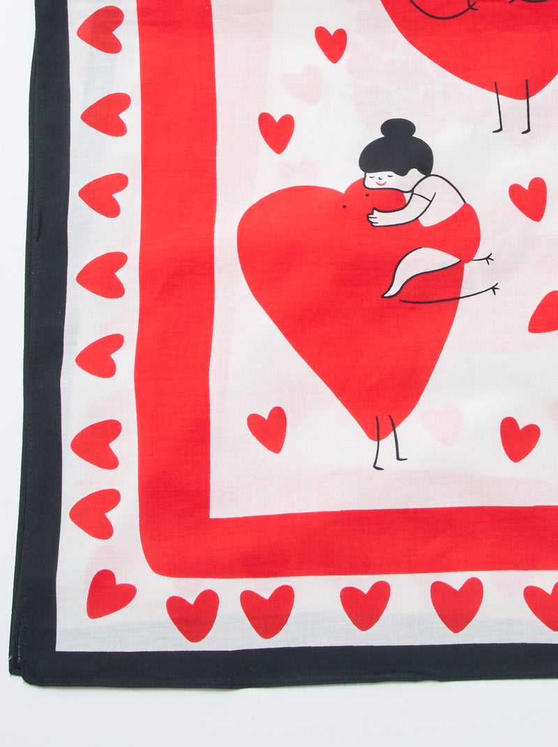 Foulard imprimé fantaisie (100x100 cm)  'Agathe Sorlet x Kiabi' - Saint-Valentin Blanc - Kiabi