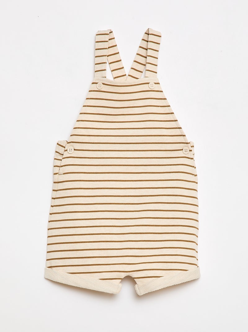 French terry short overalls with cotton straps Beige - Kiabi