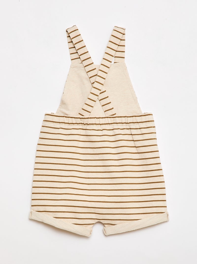 French terry short overalls with cotton straps Beige - Kiabi