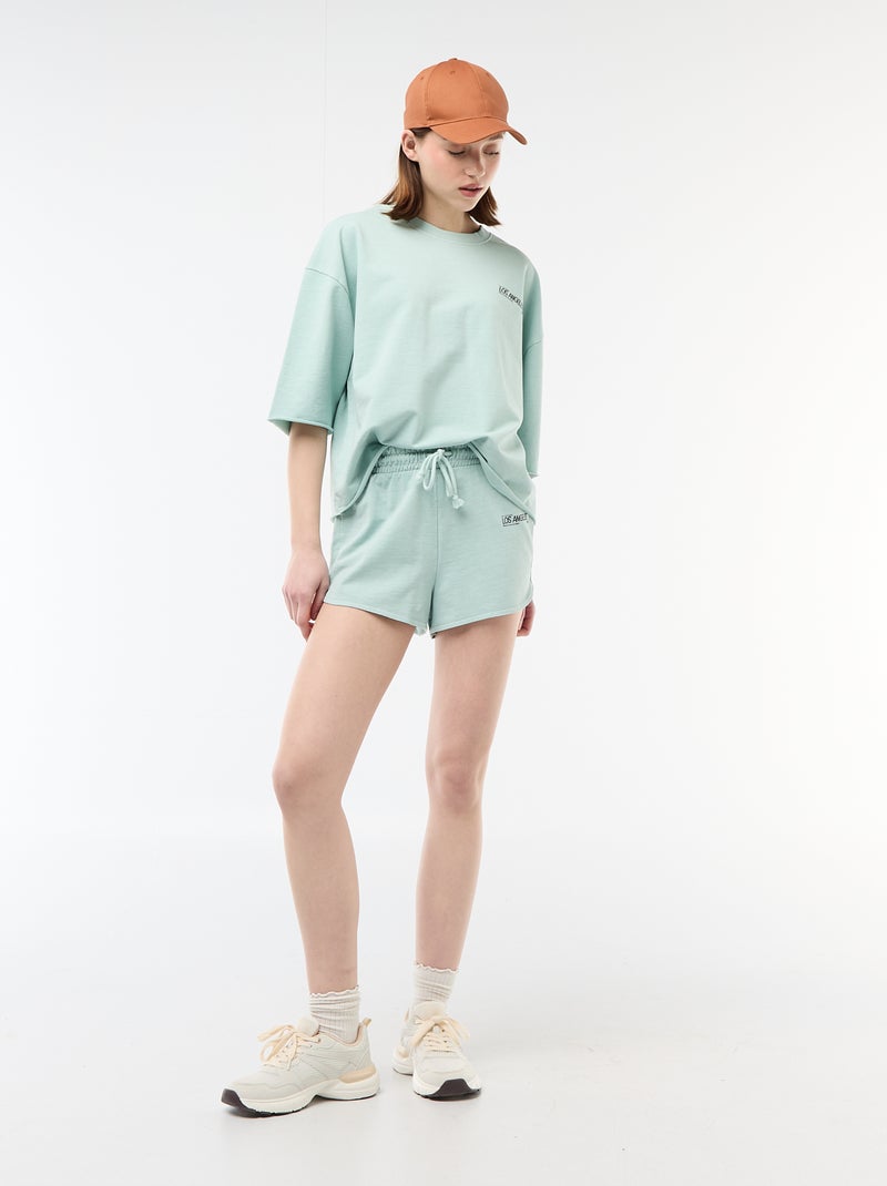 French Terry Short Shorts with Graphic Blue - Kiabi