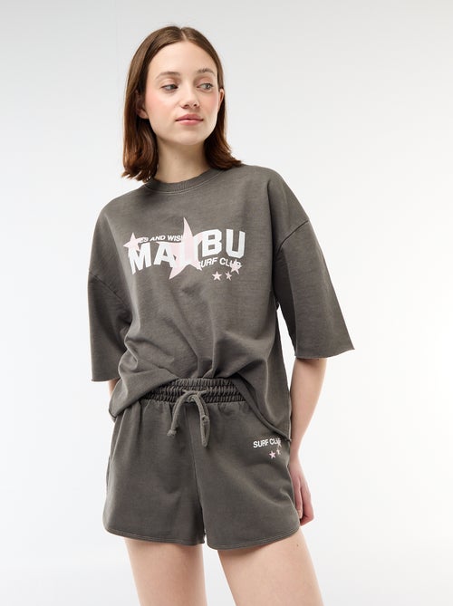 French Terry Short Shorts with Graphic - Kiabi