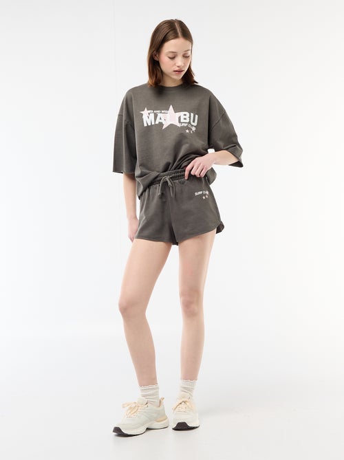 French Terry Short Shorts with Graphic - Kiabi