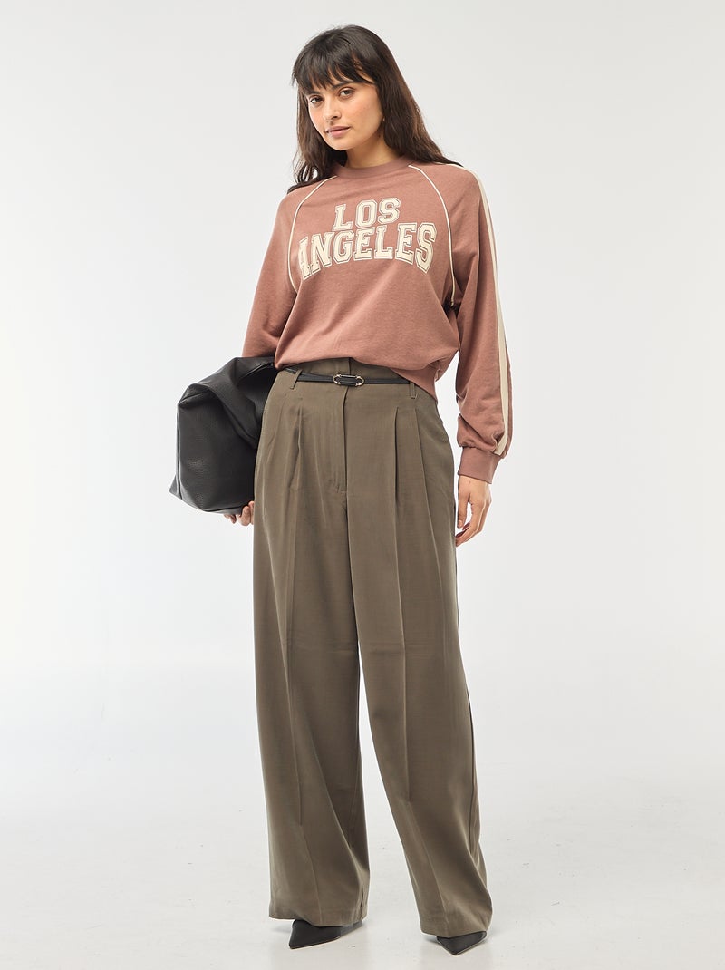 French-Terry-Sweatshirt mit Kontraststreifen Braun - Kiabi
