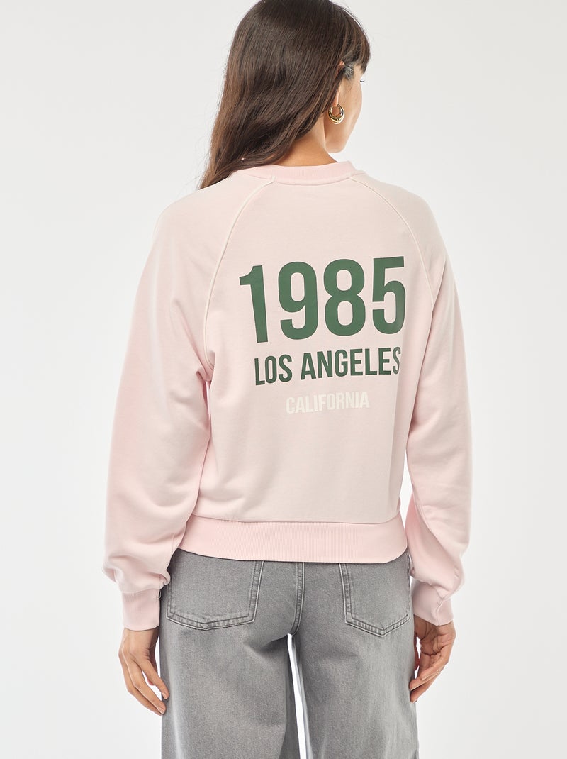 French-Terry-Sweatshirt mit Kontraststreifen Rosa - Kiabi