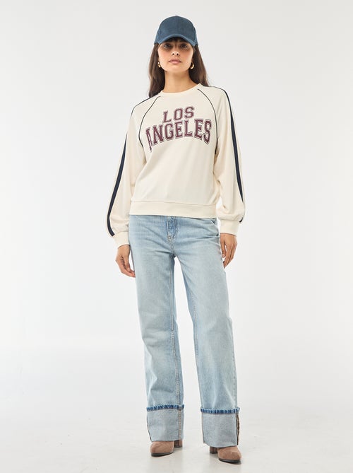 French-Terry-Sweatshirt mit Kontraststreifen - Kiabi