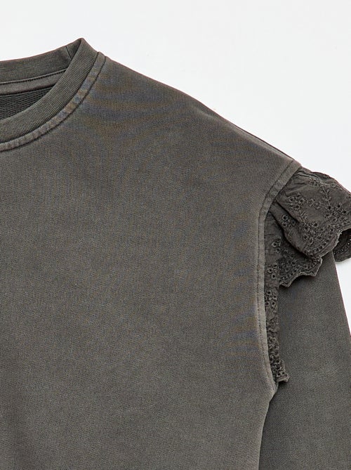 French Terry Sweatshirt with Broderie Anglaise - Kiabi French Terry Sweatshirt with Broderie Anglaise - Kiabi