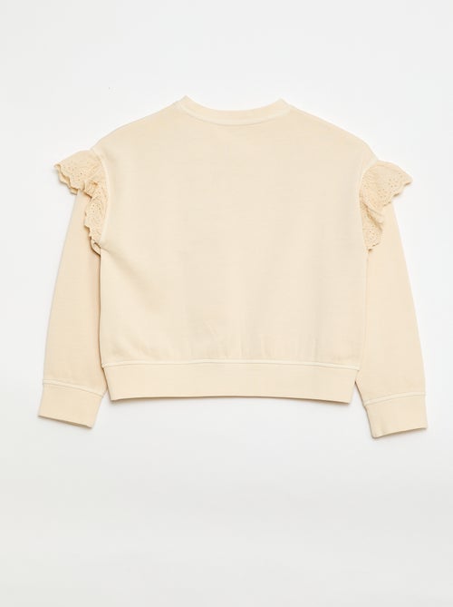 French Terry Sweatshirt with Broderie Anglaise - Kiabi French Terry Sweatshirt with Broderie Anglaise - Kiabi