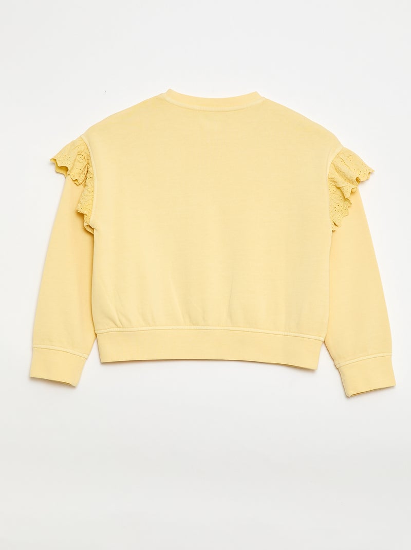 French Terry Sweatshirt with Broderie Anglaise Yellow - Kiabi