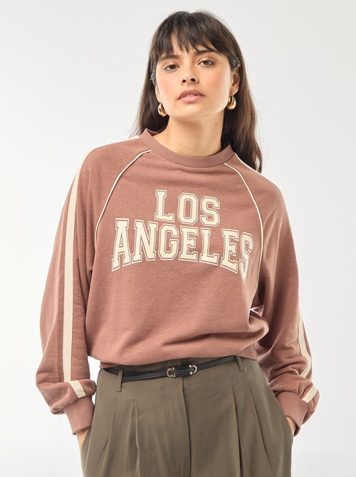 French terry sweatshirt with contrasting stripes - Kiabi