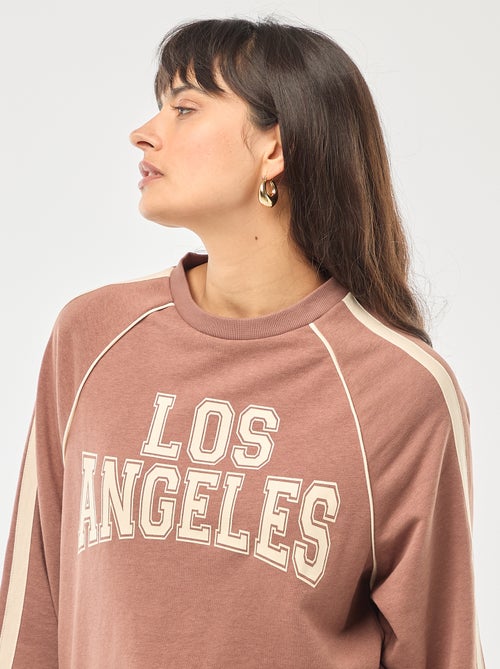 French terry sweatshirt with contrasting stripes - Kiabi