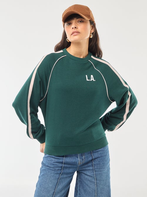 French terry sweatshirt with contrasting stripes - Kiabi