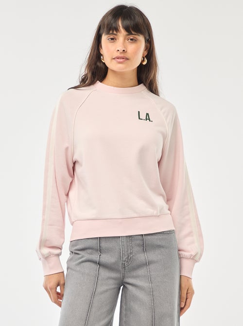 French terry sweatshirt with contrasting stripes - Kiabi