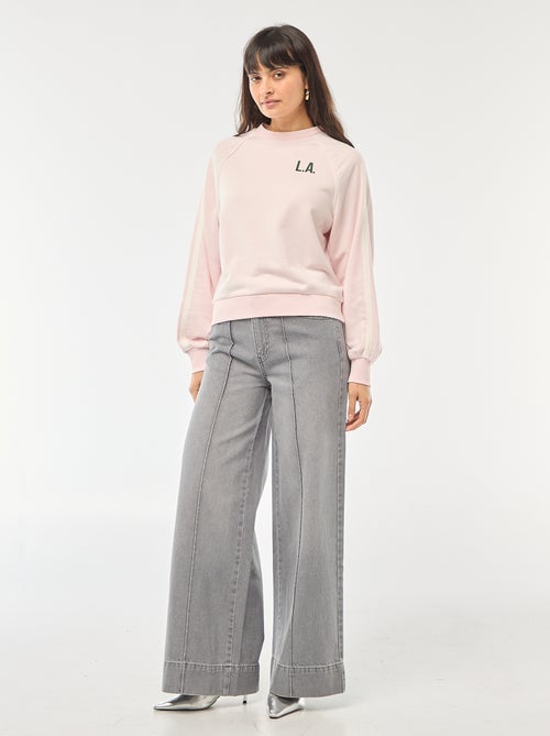French terry sweatshirt with contrasting stripes - Kiabi