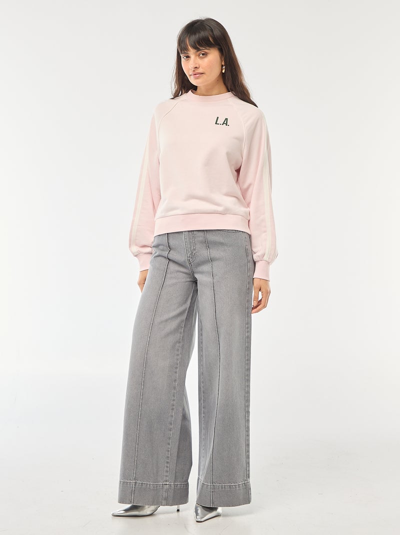 French terry sweatshirt with contrasting stripes Pink - Kiabi