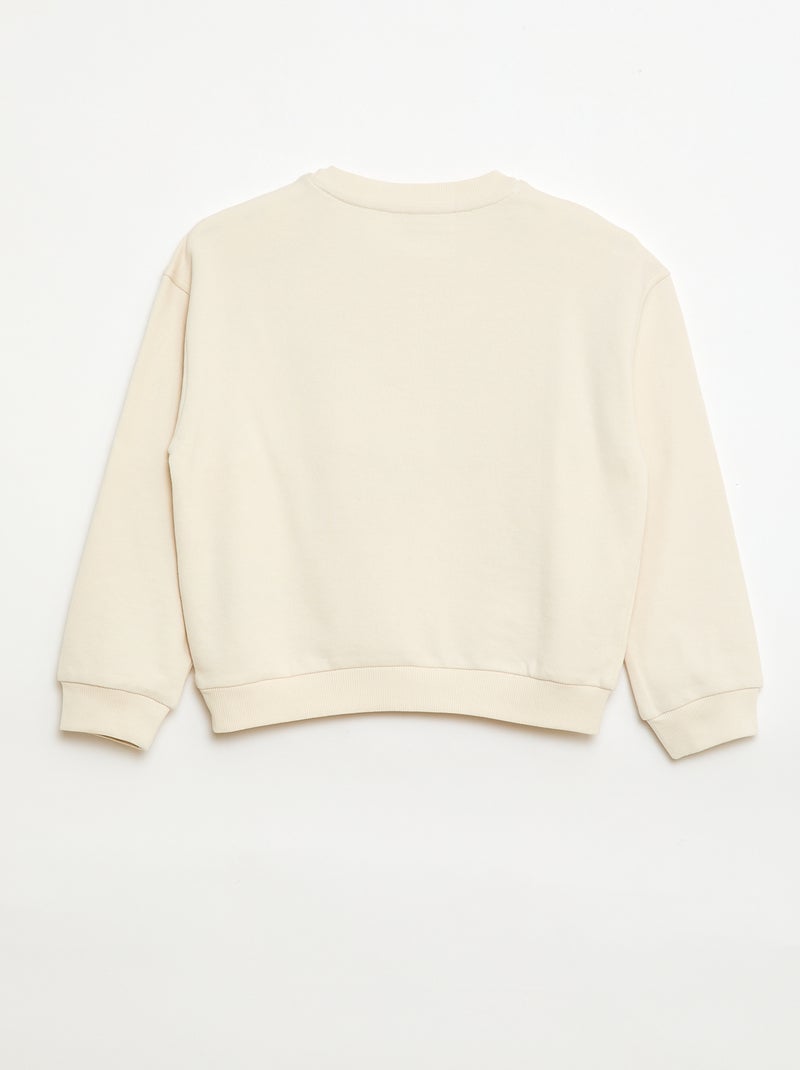 French Terry Sweatshirt with Front Print White - Kiabi