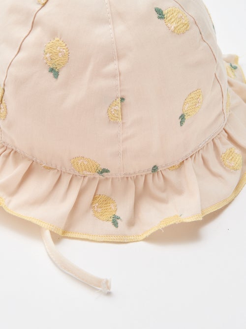 Frilled Bucket Hat with Embroidered Lemons - Kiabi