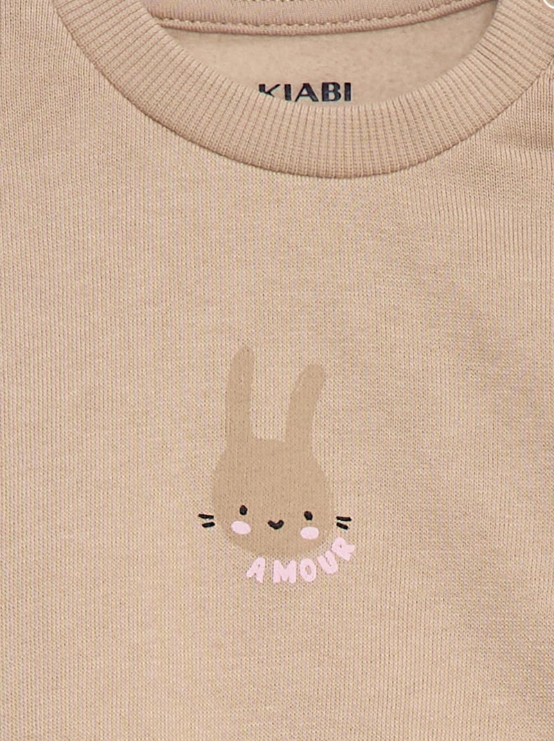 Frilled Sweatshirt & Joggers Set - 2 Piece Beige - Kiabi
