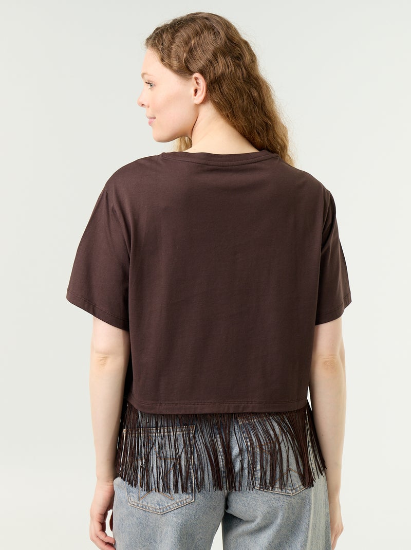 Fringed Basic T-shirt Brown - Kiabi