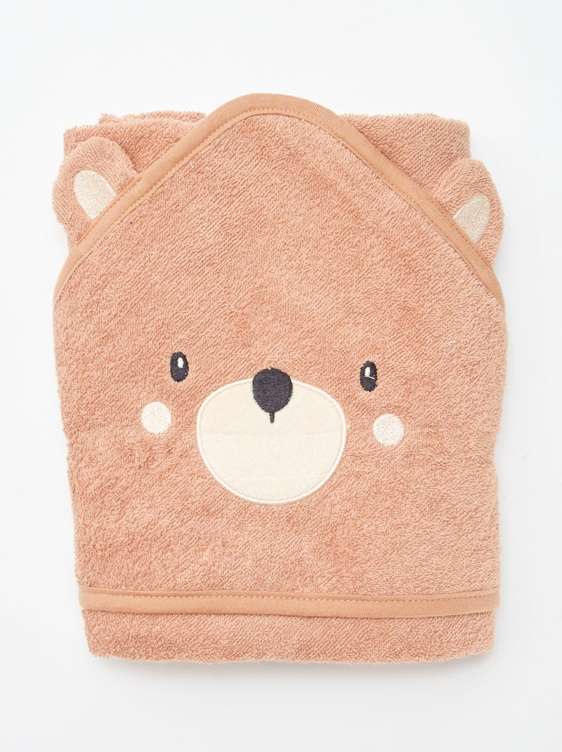 Frottee-Badeponcho mit Tierohren Braun - Kiabi