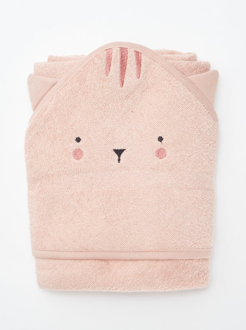 Frottee-Badeponcho mit Tierohren Rosa - Kiabi
