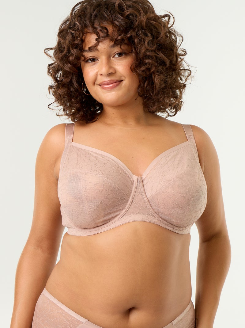 Full Cup Lace Bra Beige - Kiabi
